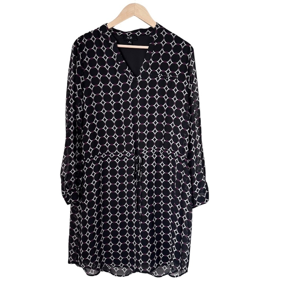 AGB Women's Roll Tab Sleeve Print Dress Size XL